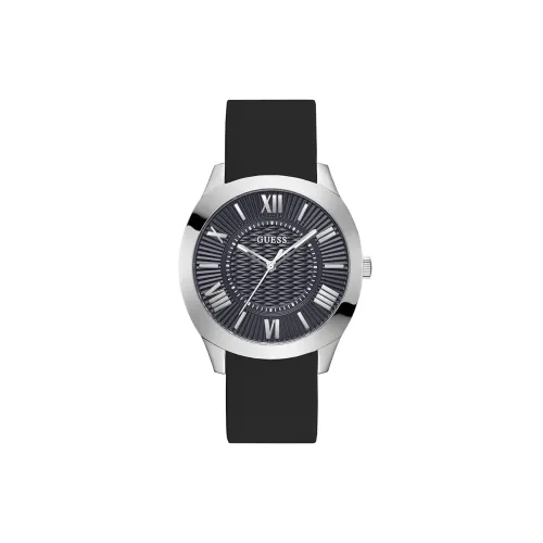 Image of GUESS Silicone Analog Navy Blue Dial Men's Watch-Gw0728G1, Band Color-Black