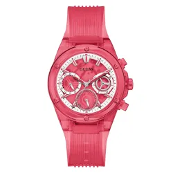 Guess Round 39mm Red Dial Analog Women Watch