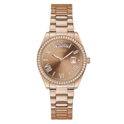 Guess Round Rose Gold Dial Analog Women Watch