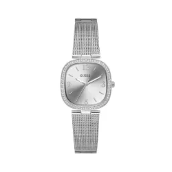 Guess US Womens Silver-Tone Mesh Analog Watch