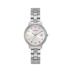 GUESS Womens 34mm Watch - Rose Gold Tone Bracelet White Dial Rose Gold Tone Case