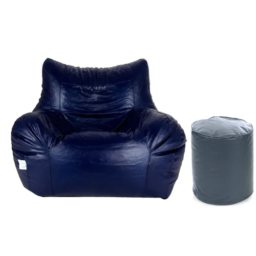 Image of GUNJ Jumbo Bean Bag Cover with Footstool Navy
