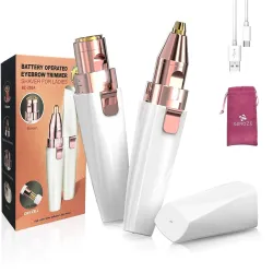 GUNOZE Rechargeable Eyebrow Trimmer Hair Remover For Men And Women,2 In 1 Painless Eyebrow Trimmer,Built-In Led Light,Su