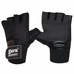 GURU Leather Gym Gloves for Men & Women with Wrist Support Accessories for Weightlifting, Hand Exercise Gloves with Half-Finger Length for Gym Workout
