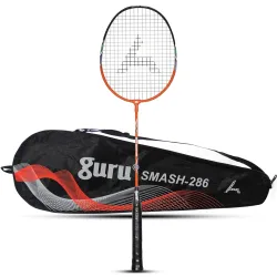 GURU Smash-286 Heavy Duty Aluminium Badminton Racket Pack of 1 with Cover