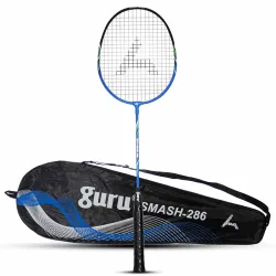 GURU Smash-286 Heavy Duty Aluminium Badminton Racket Pack of 1 with Cover
