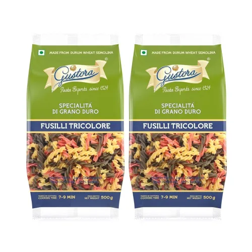 Image of Gustora Fusilli Tricolore Pasta, 1kg (Pack of 2 x 500g)