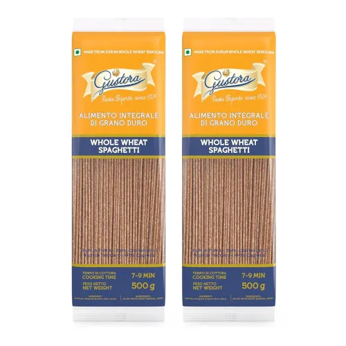 Image of Gustora Whole Wheat Spaghetti Pasta, 1kg (Pack of 2 x 500g)