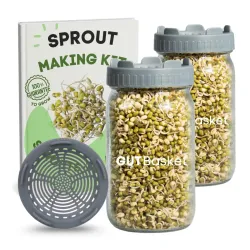 Gutbasket Sprouting Kit – 2×1 L Sprout Jars with Seeds