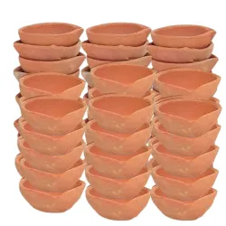 Gwan Natural Clay Traditional Diwali Ke Diye Earthen Clay Diye | Mitti Ke Diye | Diyas for Pooja,(Set of101)