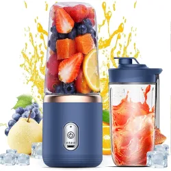 H-Duka Portable Blender Electric Juicers Fruit Mixers USB Rechargeable Smoothie Mini Personal Juicer 6 Blades 3Gears With 1500 Mah Rechargeable Battery (Blue) (Blue)