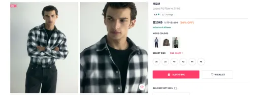 Image of H&M Loose Fit Flannel Shirt
