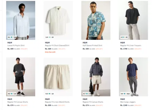 Image of H&M Men Fashion Clothes Flat 60% Discount