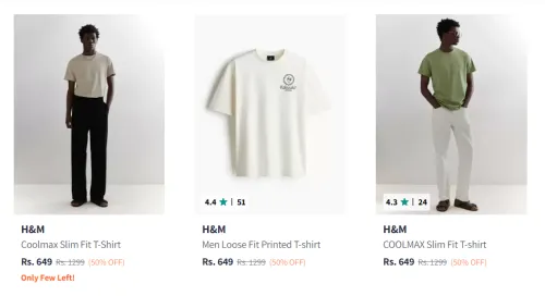 Image of H&M Men Fashion Clothes Minimum 50% Discount