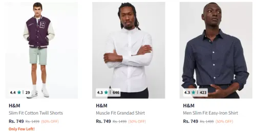 Image of H&M Men Fashion Clothes Minimum 50% Discount