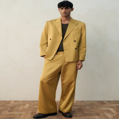 Image of H&M Men Loose Fit Satin Trousers