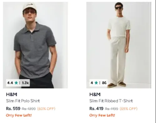 Image of H&M Men's T-Shirts Starting at ₹419