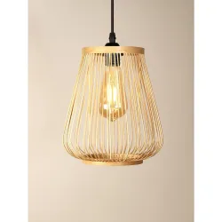 Habere India-All the Cultures Fabricating India Hanging Lights for Living Room | Bamboo Ceiling Lamps for Living Room | Bamboo Pendant Lamps for Balcony (Diameter 20 x Height 24 cm)