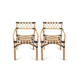 Habere India-All the Cultures Fabricating India Cane Furniture | Outdoor Furniture | Wooden Chairs for Living Room | Arm Chair for Home - Beige (55 * 54 * 74 cm)