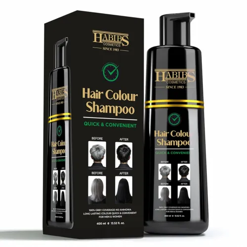 Image of Habibs Orgamatics Hair Color Shampoo for Gray Hair – Magic Hair Dye Shampoo – Colors Hair in Minutes–Long Lasting–400 Ml