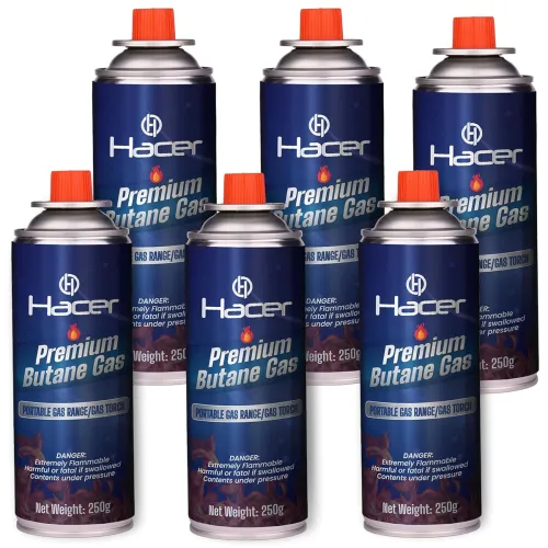Image of Hacer Butane Gas Canisters 250g – Pack of 6
