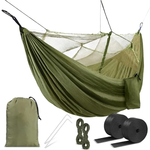 Image of HACER Camping Hammock with Mosquito Net Army Green
