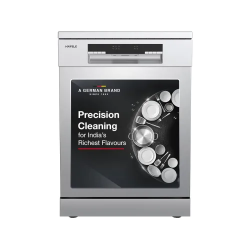 Image of Hafele Aqua Chrome Dishwasher 13 Place Settings | Free Standing | Sleek Stainless Steel Build | Perfect for Indian Utens