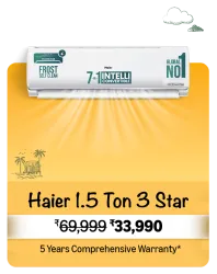 Haier 1.5 Ton 3-Star AC @ ₹33990 on Big Billion Day Sale