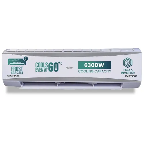 Image of Haier 2 Ton 5 Star HEXA Inverter Split AC (6300 Watts, Copper, 7 in 1 Convertible, Heavy Duty, HD Filter, Cools at 60°C,