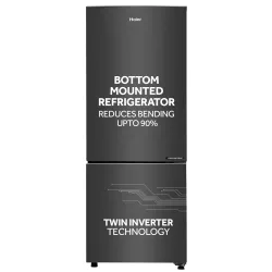 Haier 237L 3Star Frost-Free Fridge (8-in-1 Convertible, Bottom Mount, GE Black)