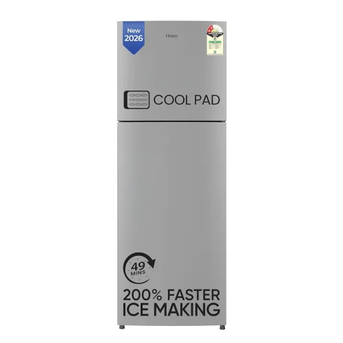 Image of Haier 240L Frost Free Double Door 2 Star Refrigerator with Freezer at Top, Twin Inverter Technology, 200% Faster Ice Mak