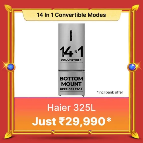 Image of Haier 325 L Refrigerator @ ₹29990 on Flipkart big Billion Days Sale