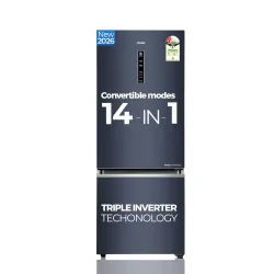 Haier 325L Frost Free Double Door 2 Star Refrigerator with Freezer at Bottom, Triple Inverter & Dual Fan Motor Technolog