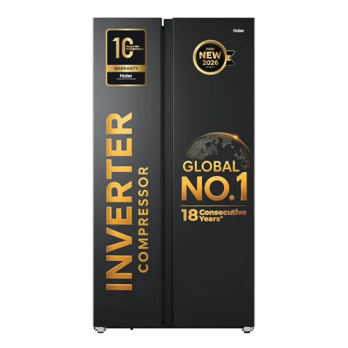 Image of Haier 540L 3Star 2 Door Side by Side Frost Free Refrigerator | Expert Inverter | Internal Mi-com | Twist Ice Tray | Deo 