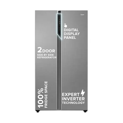 Image of Haier 596L 3Star 2 Door Side by Side Frost Free Refrigerator|100% Convertible|Expert Inverter|Digital Display Panel|Twis