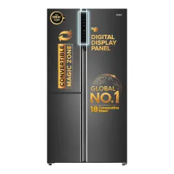Haier 598 L 3 Star Frost Free Expert Inverter 3-Door Side by Side Refrigerator (HRT-683GK, Graphite Black, Magic Convert