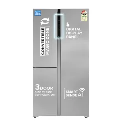 Haier SmartChoice 598L 3 Star 3-Door Side by Side Frost Free Refrigerator|Convertible|Smart Sense AI|Expert Inverter Com