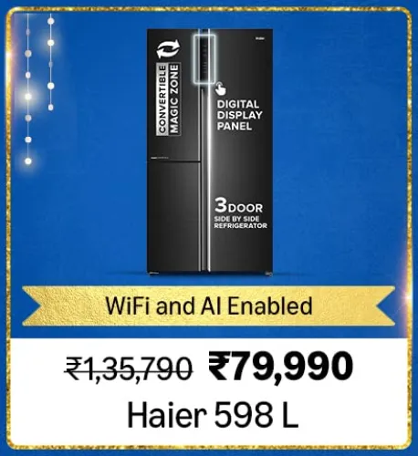 Image of Haier 598L 3 Star 3-Door Refrigerator @ ₹79990 on Big Billion Day Sale
