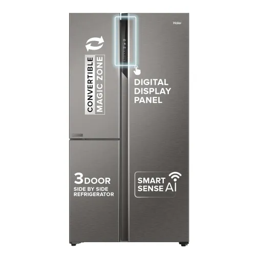 Image of Haier 598L 3 Star 3-Door Side by Side Frost Free Refrigerator