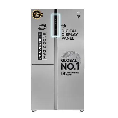 Image of Haier 598L 3 Star Side-by-Side Refrigerator Inox Steel