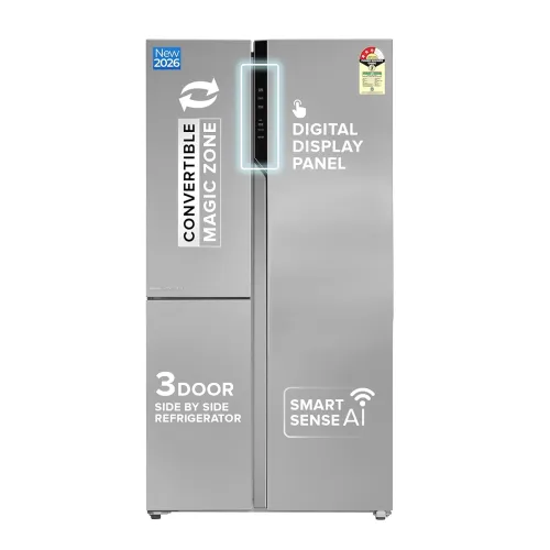 Image of Haier 598L Frost Free 3-Door 3 Star Side by Side Refrigerator with Convertible