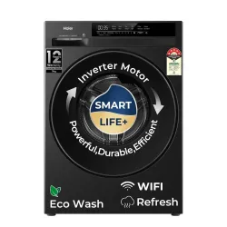 Haier 7 Kg AI One Touch, AI Smart Wash (AI-DBT), PuriSteam, 525mm Super Drum, In-Built Heater,WI-FI, Fully Automatic Front Load Washing Machine, (EFL70-IM12F3BKU1 | Black)