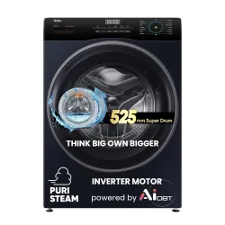 Haier 7 Kg 5 Star Powered by AI-DBT with PuriSteam, 525mm Super Drum Fully Automatic Front Load Washing Machine (HW70-IM