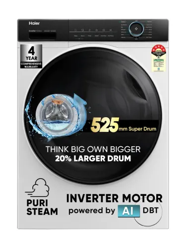 Image of Haier 8 kg 聽5 Star with Powered by AI-DBT, PuriSteam, 525 mm Super Drum, Inverter Motor, Inbuilt Heater, Washer 
