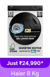 Haier 8 kg Washing Machine @ ₹24990 on Flipkart big Billion Days Sale