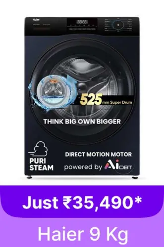 Image of Haier 9 kg Washing Machine @ ₹35490 on Flipkart big Billion Days Sale
