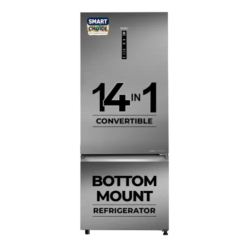 Image of Haier SmartChoice 445 L 2 Star Frost Free Bottom Mount Double Door Refrigerator | Convertible 14-in-1 | Jhukna Mat-Botto