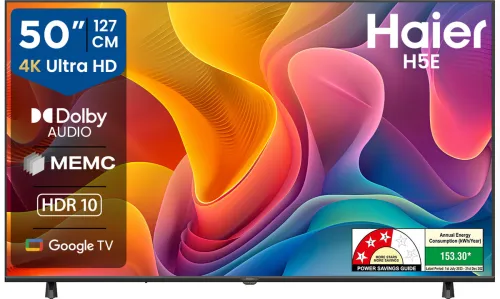 Image of Haier H5E 127 cm (50 inch) Ultra HD (4K) LED Smart Google TV 2025 Edition with Voice Assistance Remote Control |HDR10 | 