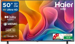 Haier H5E 127 cm (50 inch) Ultra HD (4K) LED Smart Google TV 2025 Edition with Voice Assistance Remote Control |HDR10 | 