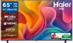 Haier H5E 165 cm (65 inch) Ultra HD (4K) LED Smart Google TV 2025 Edition with Voice Assistance Remote Control |HDR10 | 